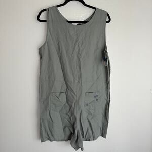 NWT Disney x Junk Food Gray Sleeveless Romper Mickey Mouse Embroidery‎ Linen XL